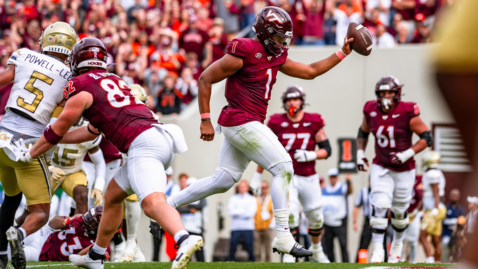Touchdown Ga Tech Kyron Drones Rushing Touchdown (Georgia Tech) - Virginia Tech Athletics