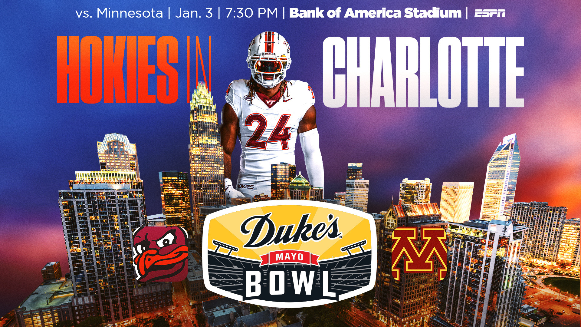 Hokies to play in Duke&rsquo;s Mayo Bowl against Minnesota - Virginia 