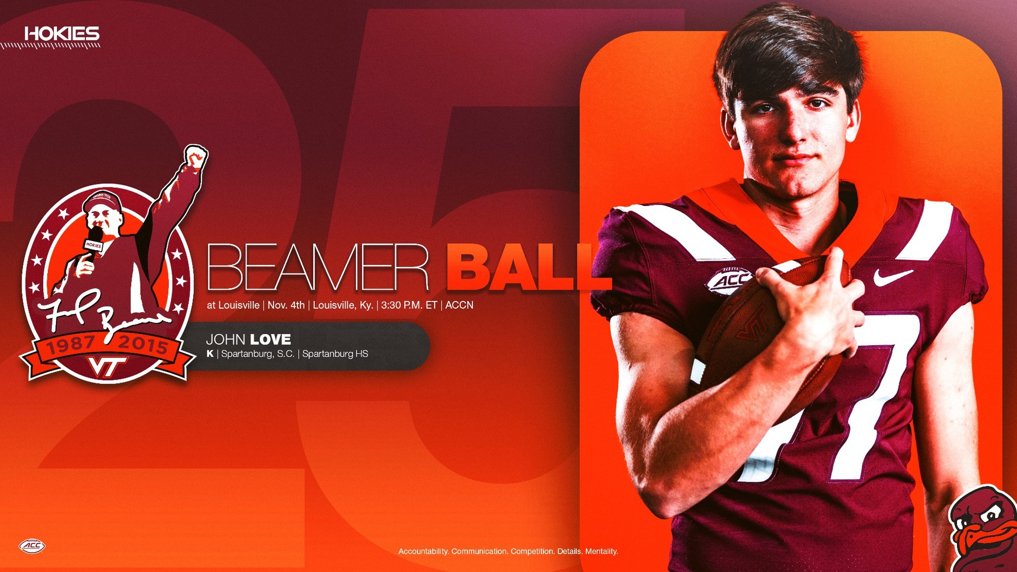 Love to wear No. 25 at Louisville - Virginia Tech Athletics