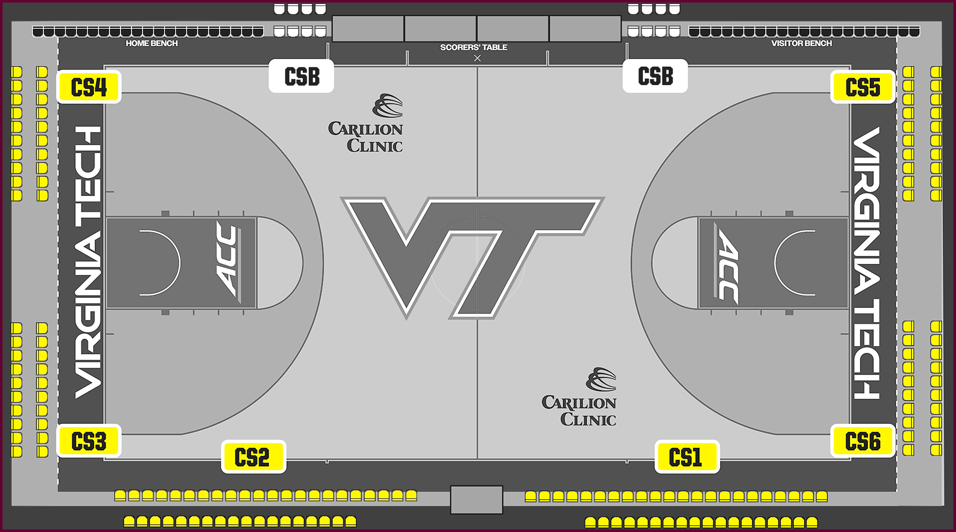 Cassell Coliseum courtside seating diagram